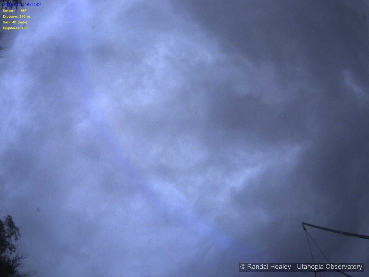 All-sky camera view above Utahopia Observatory
